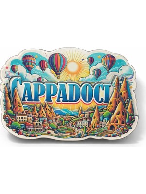 Aesco Kapadokya Temalı Ahşap Buzdolabı Magneti Model 1