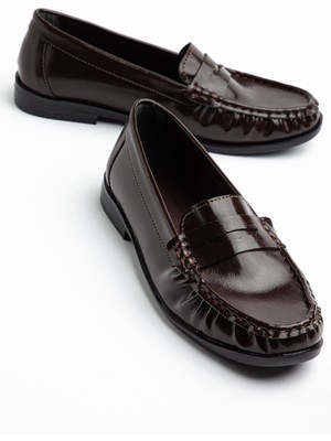 Shemard Kadın Acı Kahve Parlak Cilt Termo Kaymaz Taban Babet