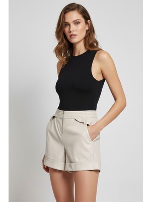 Deriderim Hakiki Deri Modern Kesim Kadın Şort