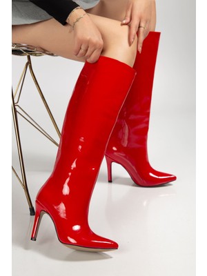 Shemard SYT-2004 Kırmızı Rugan Günlük Bayan Çizme