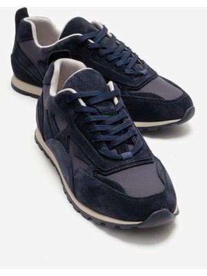 Luvi Sahra Lacivert Süet Hakiki Deri Kadın Sneaker