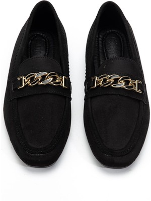 Shemard Kadın Siyah Süet Tokalı Babet