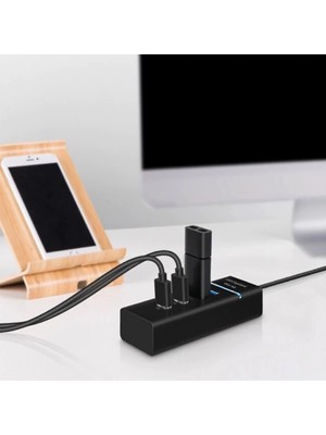 Aesco Çok Amaçlı 4 Port Girişli Güçlü USB 3.0 Port Çoklayıcı Adaptör Switch Splitter Hub 1.2m Kablo