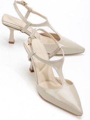 Shemard Lorea Kadın Bej Rugan Sivri Burun Ince Topuklu Ayakkabı