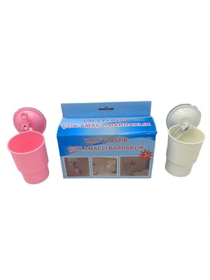 Vantuzlu Plastik 2 Parça  Çok Amaçlı Bardaklık (5508) ARLSTRTCH-RSG3256