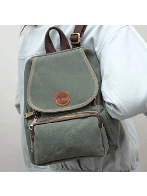 Gillario Design 04 Kanvas Kumaş - Deri Kadın Sırt Çantası