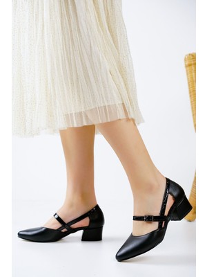 Shemard Cedric Siyah Cilt - Crocodile Detaylı Alçak Topuklu Kadın Ayakkabı