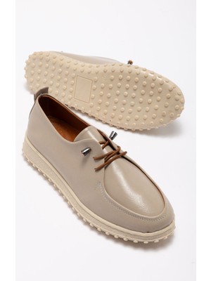 Shemard Kadın Bej Hakiki Deri Bağcıklı Ortopedik Babet