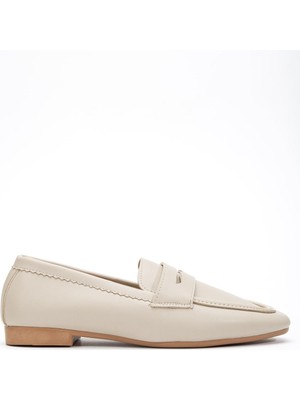 Shemard Kadın Bej Cilt Klasik Düz Taban Hafif Ortopedik Babet