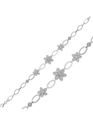 Calperia 925 Ayar Gümüş Çiçekli Bileklik