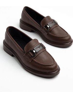 Shemard Kadın Acı Kahve Cilt Tokalı Loafer Ayakkabı