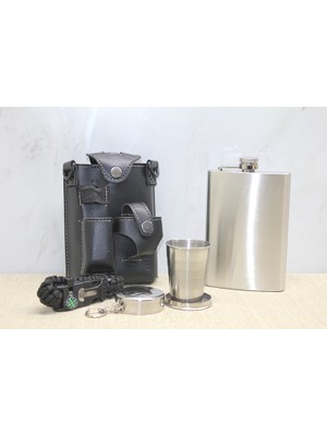 Calperia Deri Kılıflı Shot Bardaklı Matara