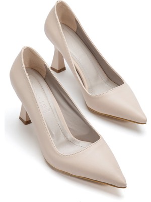 Shemard Kadın Bej Cilt Sivri Burun Ince Topuklu Stiletto