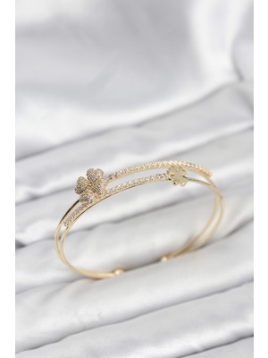 Similar Pirinç Gold Renk Yonca Model Kadın Bileklik - TJ-BB8265