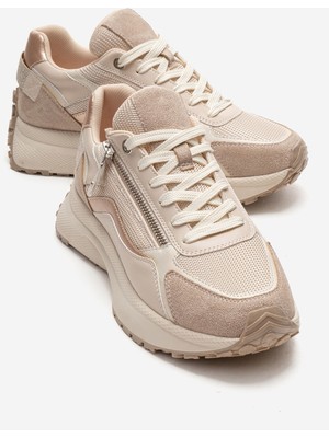 Luvi Rocca Bej Rose Fermuar Detaylı Kadın Sneaker