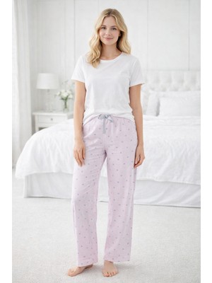 Remsa Kadın Viskon Kumaş Penye Tek Pijama Alt 11 PEMBE02