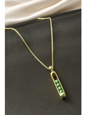 Bijuteri Net Çubuk Top Çelik Kolye