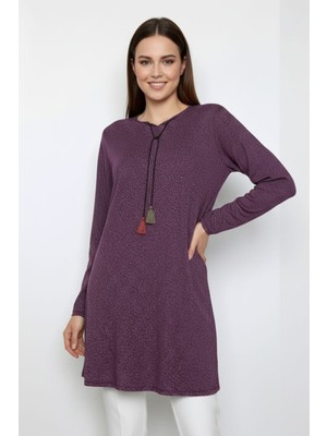 SSO Tunik Simli Triko Ip Detaylı Kolları Lastikli Tesettür Giyim