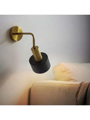 Mylights Eskitme Gold Siyah Duvar Apliği E27 Duylu Modern Retro Stil Metal Başlıklı Kaplama