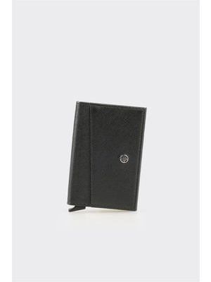 Elle Siyah Deri Erkek Kartlık