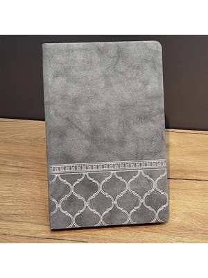 Aesco Desenli Gri Renk Deri Defter