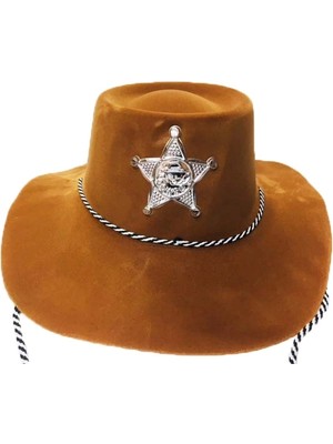 Aesco Plastik Kovboy Şapkası Nubuk Kaplama Kahve