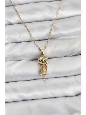 Similar 316L Çelik Zincir Gold Renk Deniz Anası Model Zirkon Taşlı Kadın Kolye - TJ-BKO10842