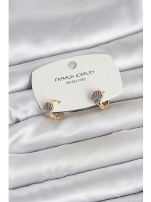 Aesco Deniz Kabuğu Model Gold Pirinç Çocuk Küpe