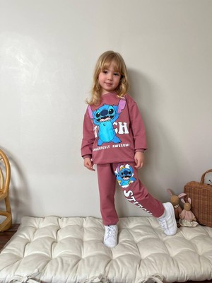 ButumiKids Yeni Sezon Kız Çocuk Karakter Baskılı Likralı Alt Üst Takım