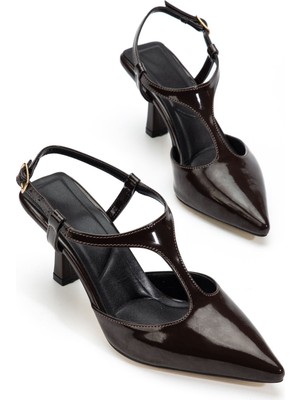 Shemard Lorea Kadın Acı Kahve Rugan Sivri Burun Ince Topuklu Ayakkabı