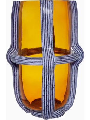 Cassina Sestiere Murano Cam Kehribar Uzun Vazo