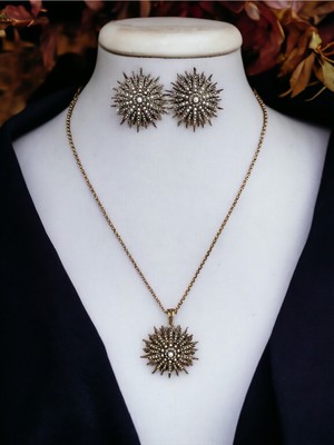 Fayra Accessories Deniz Kestanesi Figür Inci Kolye ve Inci Küpe Seti