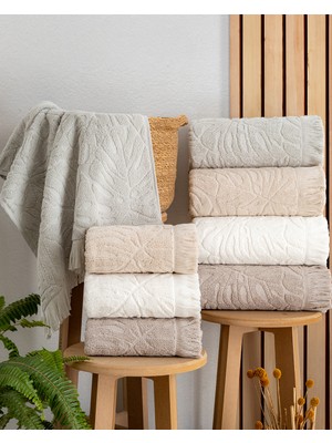 Hazangülü Collection Buldan Üretimi Çeyizlik Deluxe Jakarlı Girit 4'lü El/yüz Havlusu I 50X90