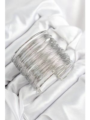 Similar Pirinç Tel Sarma Model Gümüş Renk Kadın Bileklilk - TJ-BB7896
