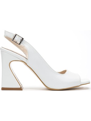 Shemard Kadın Beyaz Cilt Özel Tasarım Ökçe Klasik Topuklu Ayakkabı