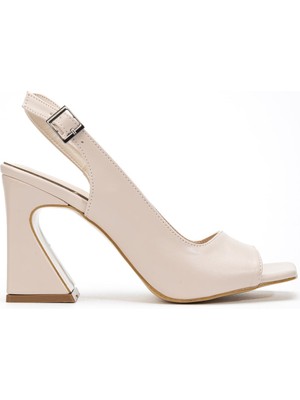 Shemard Kadın Bej Cilt Özel Tasarım Ökçe Klasik Topuklu Ayakkabı