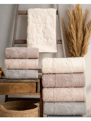 Hazangülü Collection Buldan Üretimi Çeyizlik Deluxe Jakarlı Maya 4'lü El/yüz Havlusu I 50X90