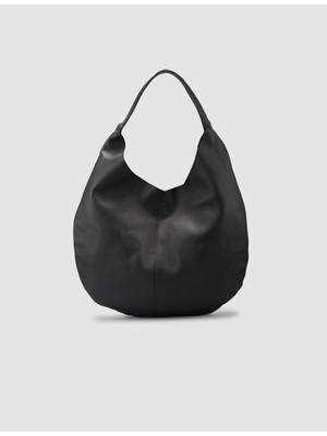 Cabani Hakiki Deri Siyah Yavrulu Omuz Çantası