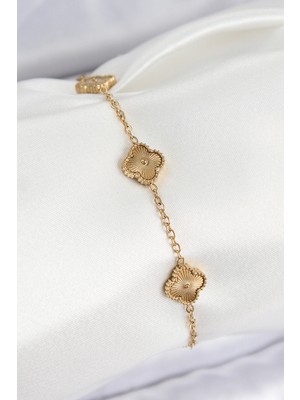 Similar 316L Çelik Gold Renk Yonca Kadın Bileklik - TJ-BB7675
