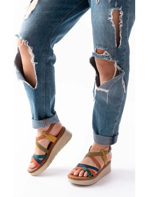 Uslucan Alışveriş 730-153 Multi Ortopedik Hakiki Deri Dolgu Kadın Sandalet