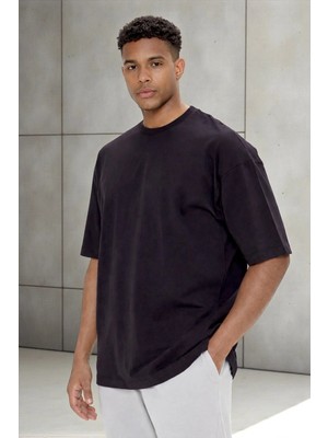 Fancy & Fun Unisex Oversize Pamuk T-Shirt Düz Renk Rahat Kesim