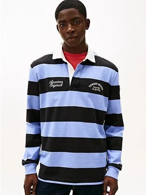 Tommy Hilfiger Erkek Tjm Relaxed Stripe Grafik Rugby Polo Yaka T-Shirt