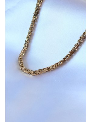 Ett 316L Çelik Gold Renk Kral Zincir Model Erkek Kolye