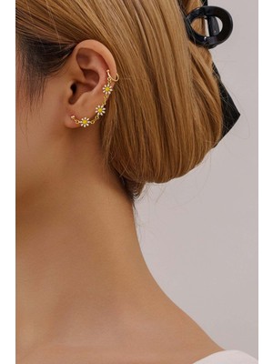 Fayra Accessories Papatya Figürlü 18 K Altın Kaplama Küpe