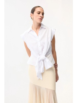Adl Bağlama Detaylı Gömlek Beyaz 13043412006