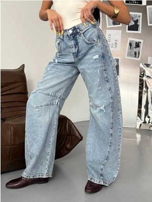 DENİKK Trend Özel Tasasarım Lazerli Baggy Denim Jean Pantlon
