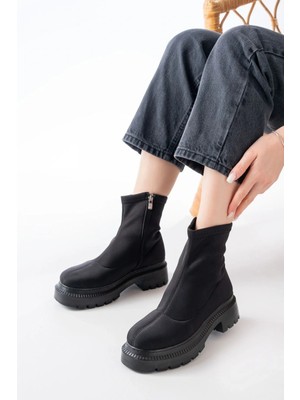 Uslucan Alışveriş 236-2011 Siyah Dalgıç Fermuarlı Günlük Kadın Bot