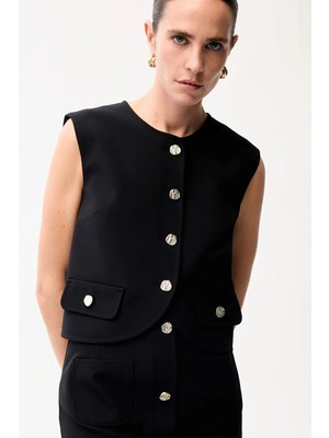 Adl Cep Kapaklı Yelek Siyah 17946172000