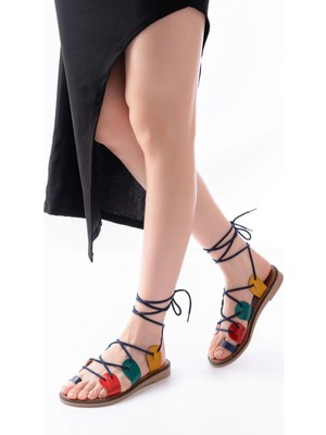 Uslucan Alışveriş 205-01 Multi Bilekten Bağlamalı Ortopedik Hakiki Deri Kadın Sandalet