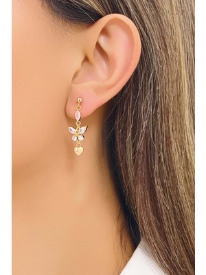 Fayra Accessories Zirkon Taşlı Kelebek Figürlü Altın Kaplama